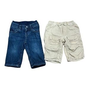 babyGap Pants Lot 2 Infant 6-12 Months Blue Denim Jeans Tan Corduroy Cargo